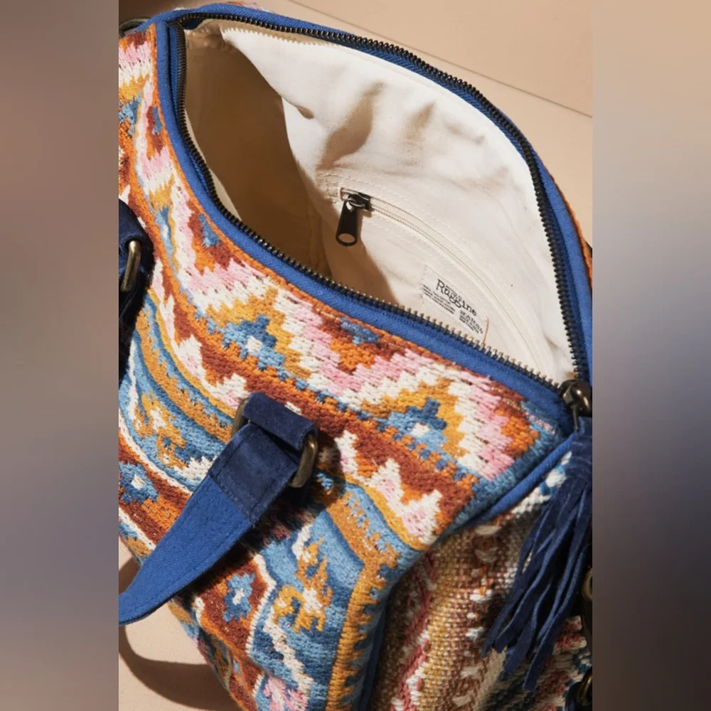 Handmade Boho Chic Satchel / Boston Bag - Navajo Aztec Inspired Design